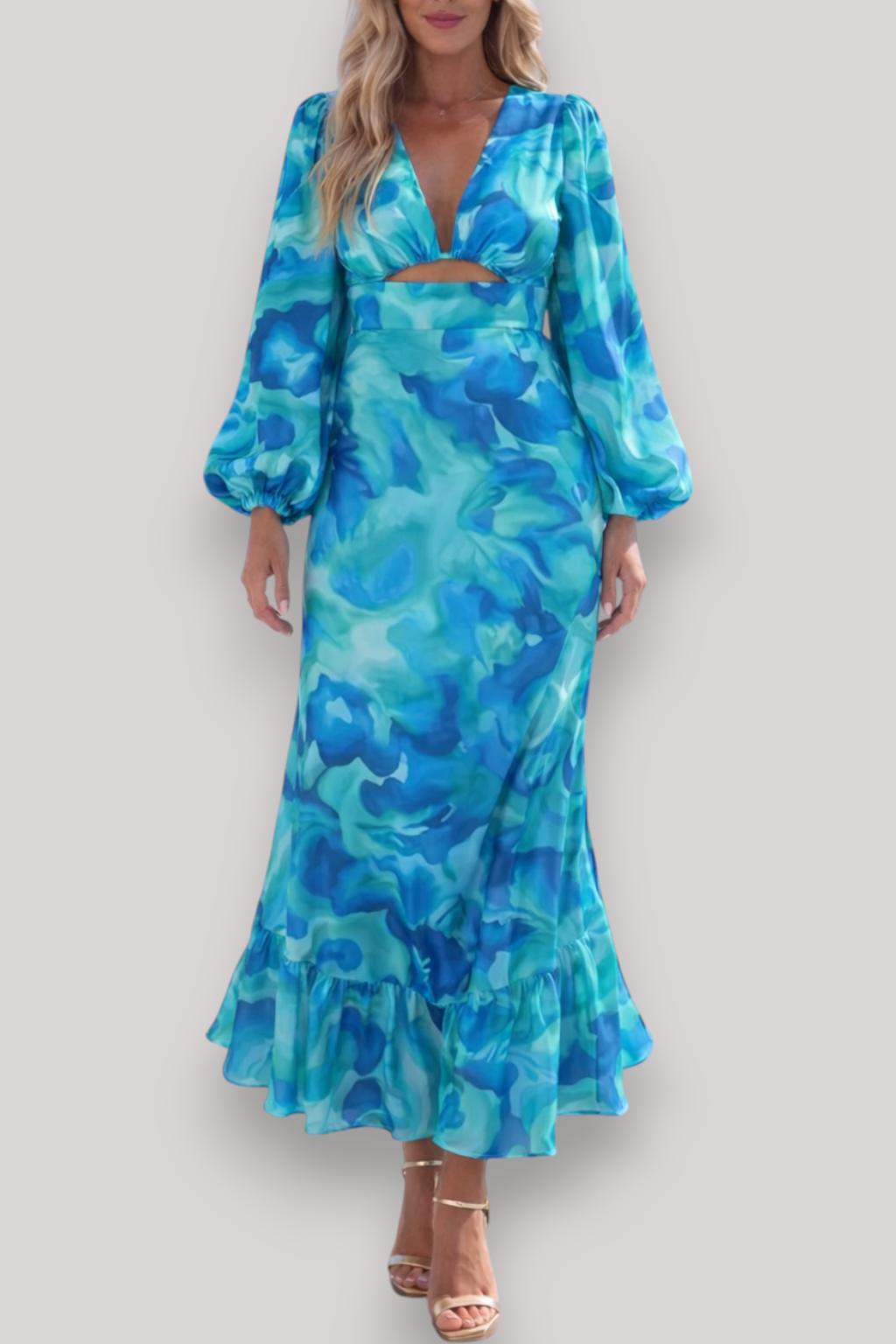 The Matilda Bohemian V Neck Long Sleeve Dress High Waist Slim Fit Casual Style