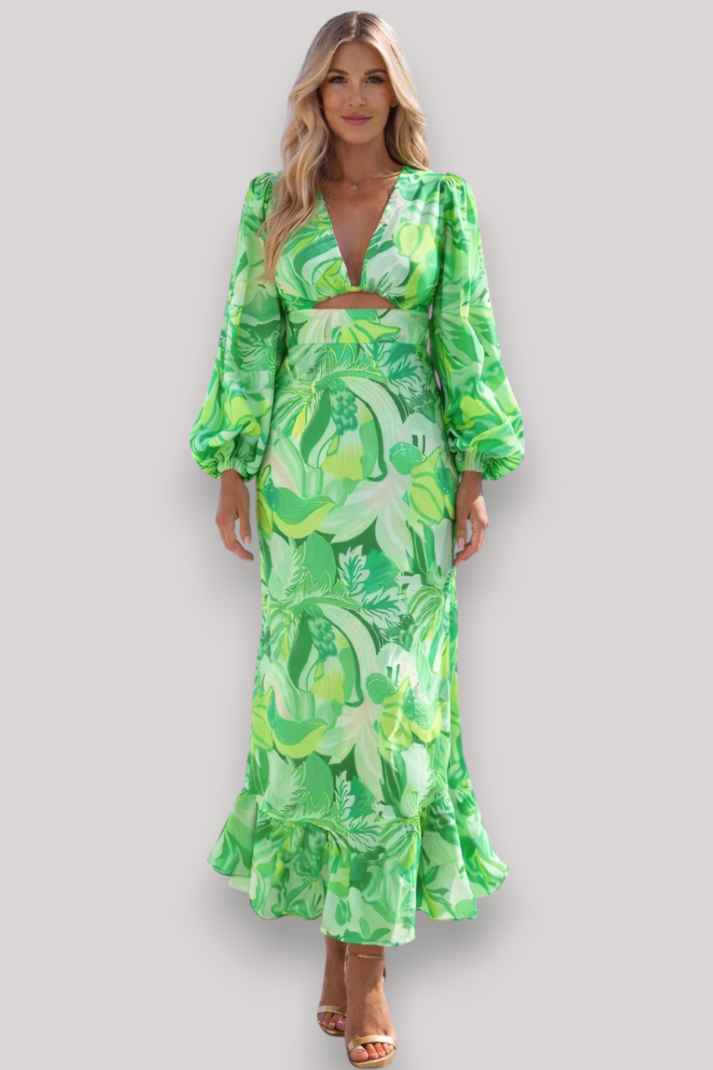 The Matilda Bohemian V Neck Long Sleeve Dress High Waist Slim Fit Casual Style