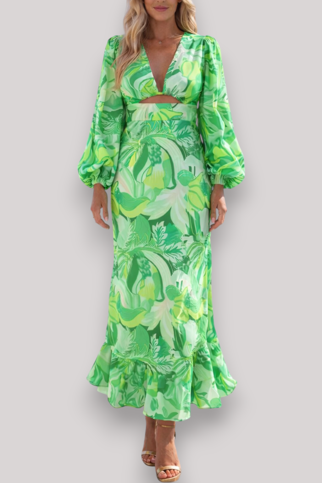 The Matilda Bohemian V Neck Long Sleeve Dress High Waist Slim Fit Casual Style