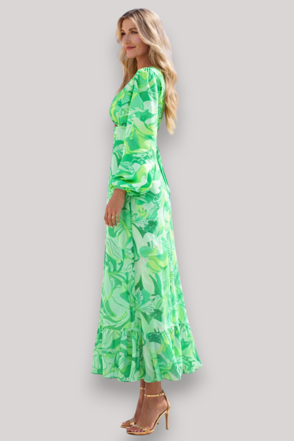 The Matilda Bohemian V Neck Long Sleeve Dress High Waist Slim Fit Casual Style