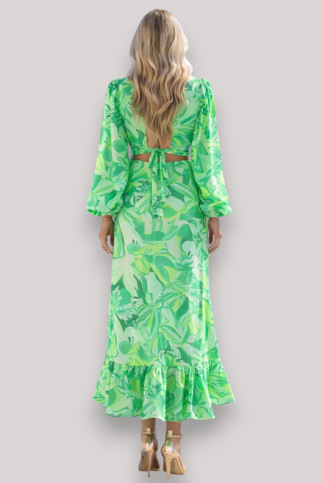 The Matilda Bohemian V Neck Long Sleeve Dress High Waist Slim Fit Casual Style