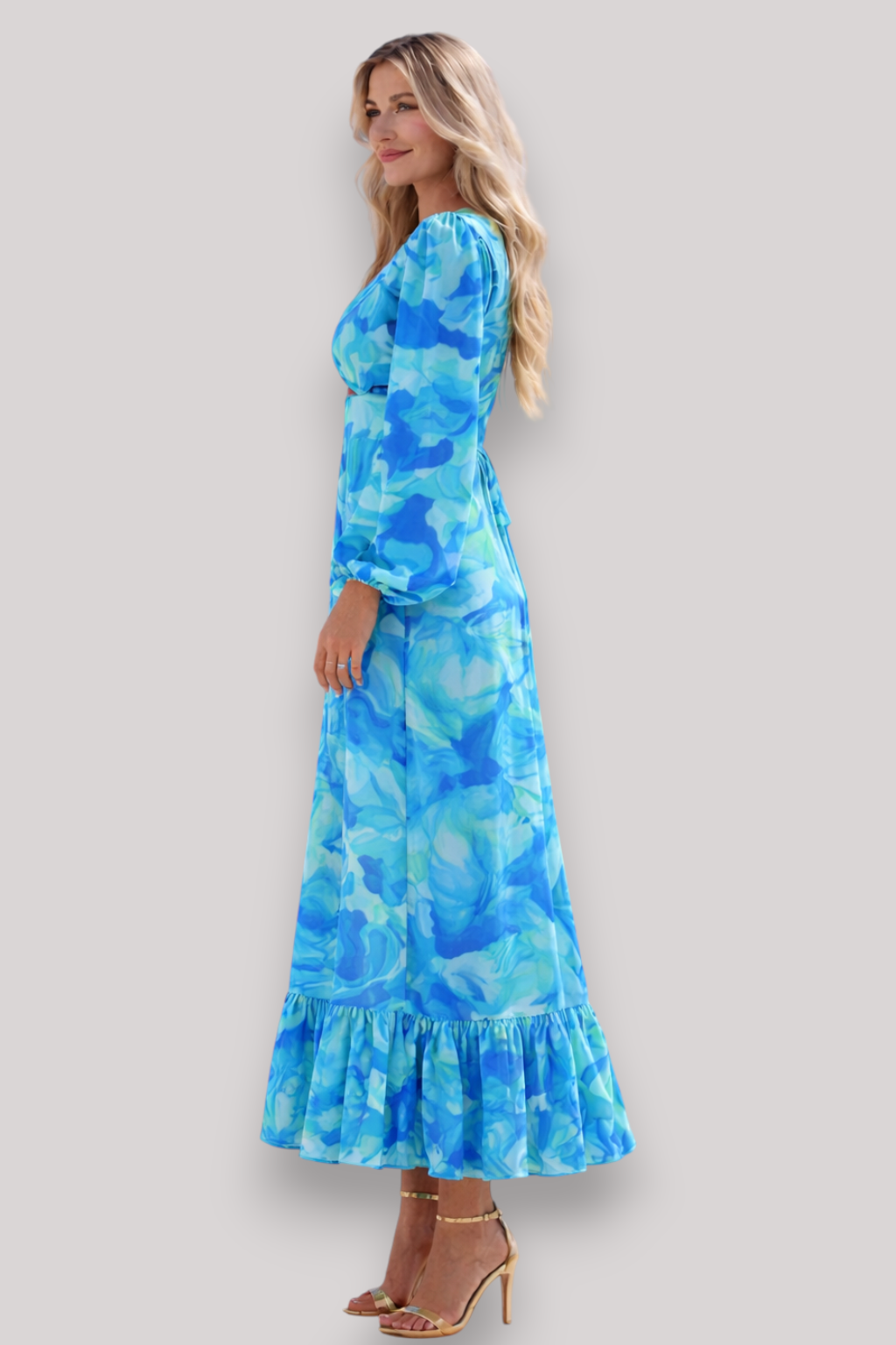 The Matilda Bohemian V Neck Long Sleeve Dress High Waist Slim Fit Casual Style
