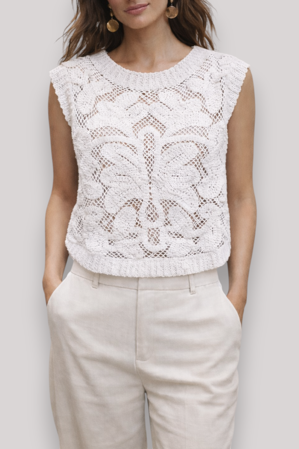 The Megan Women's Floral Sleeveless Cut Out Top