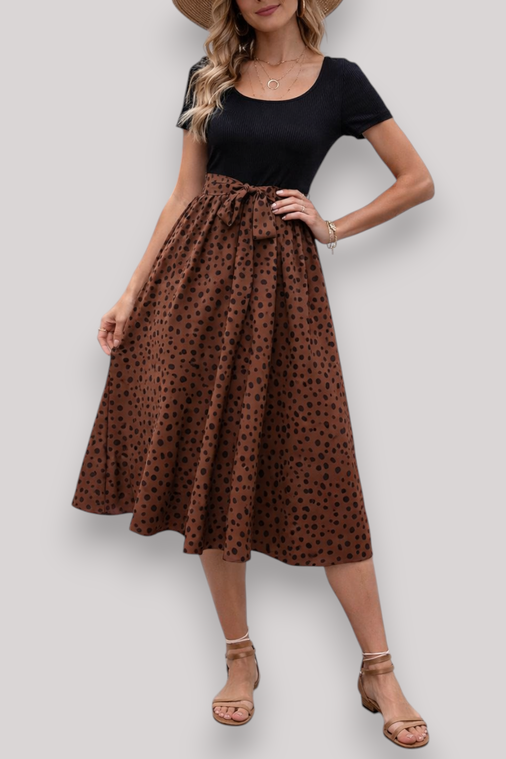 The Meliora Women's Elegant Two Tone Midi Dress