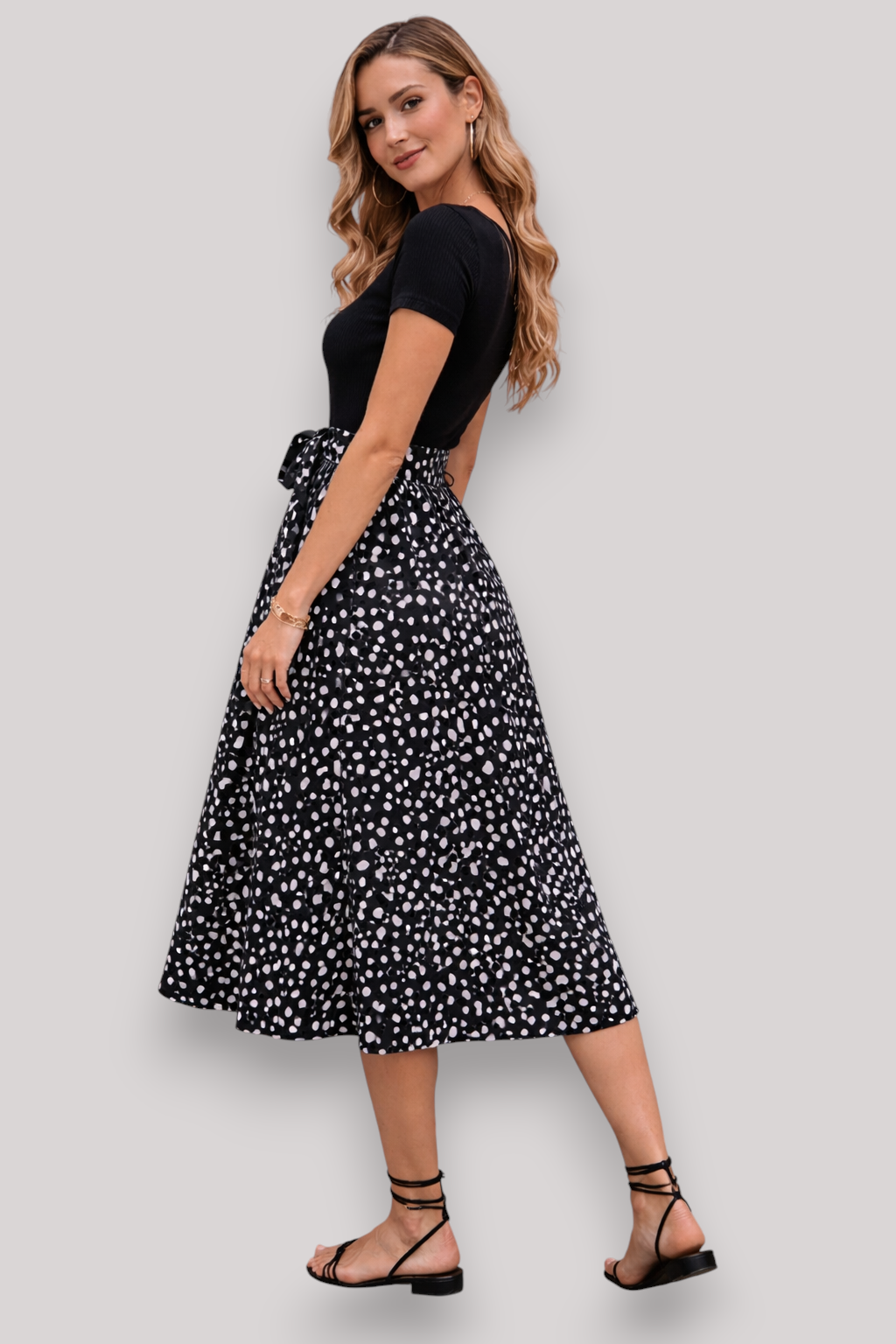 The Meliora Women's Elegant Two Tone Midi Dress