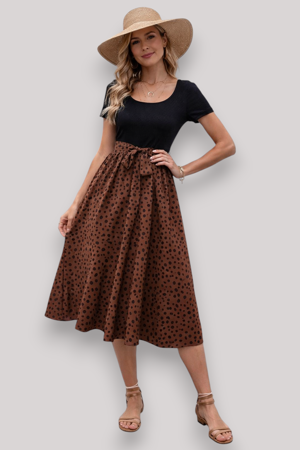 The Meliora Women's Elegant Two Tone Midi Dress