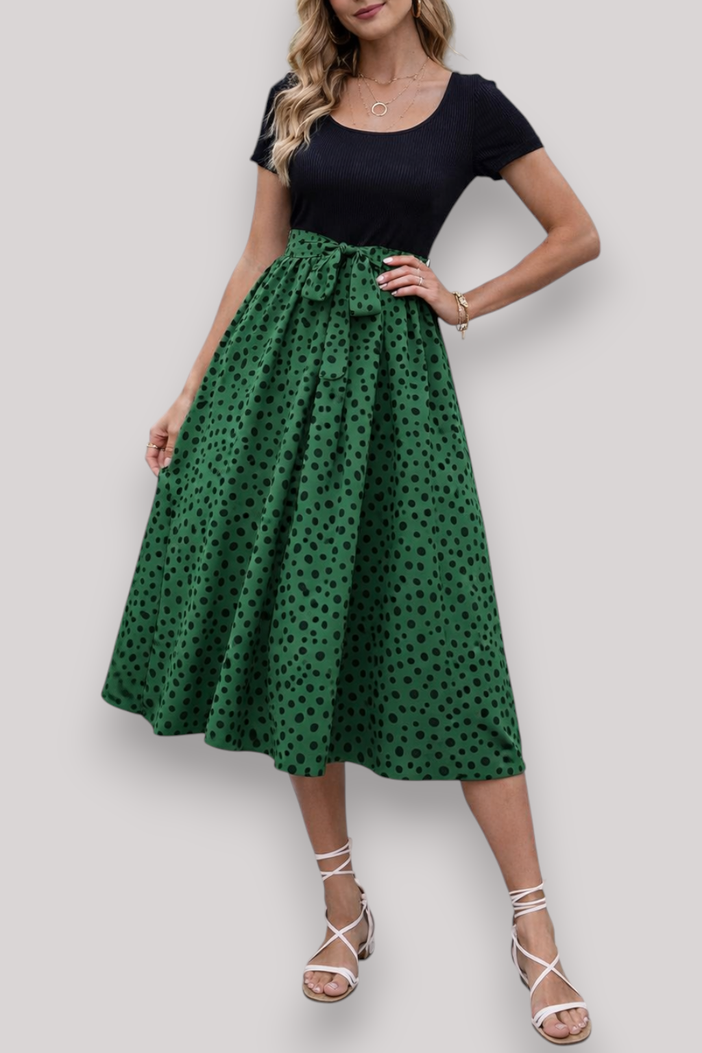 The Meliora Women's Elegant Two Tone Midi Dress
