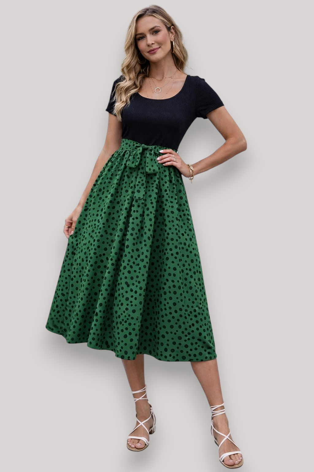 The Meliora Women's Elegant Two Tone Midi Dress
