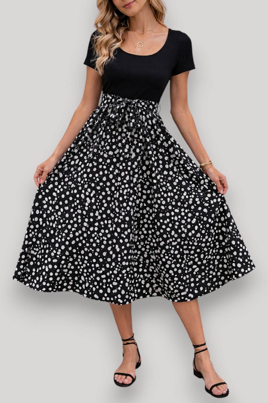 The Meliora Women's Elegant Two Tone Midi Dress