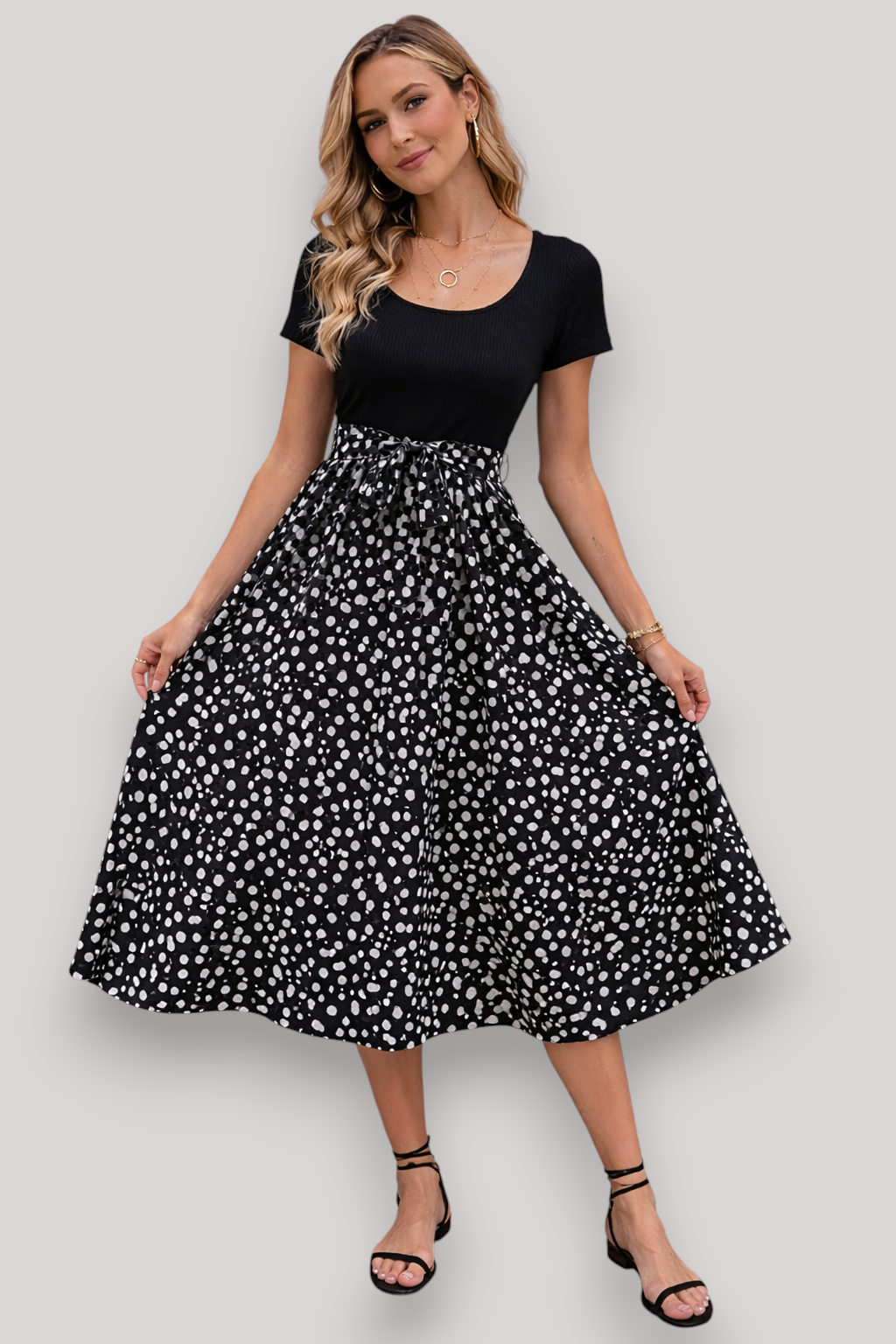 The Meliora Women's Elegant Two Tone Midi Dress