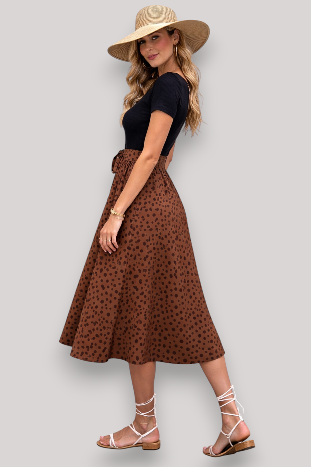 The Meliora Women's Elegant Two Tone Midi Dress
