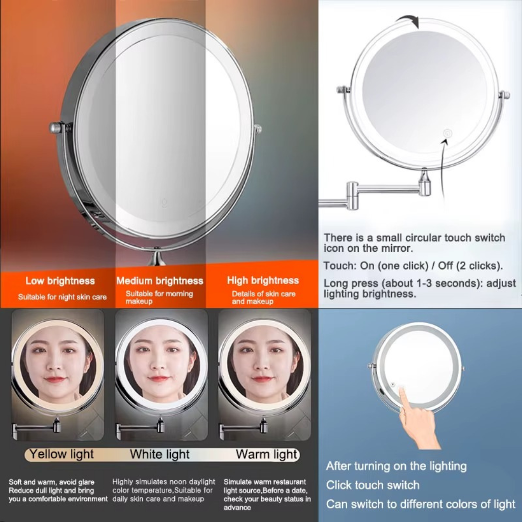 The Miravelle USB Rechargeable LED Folding Makeup Mirror