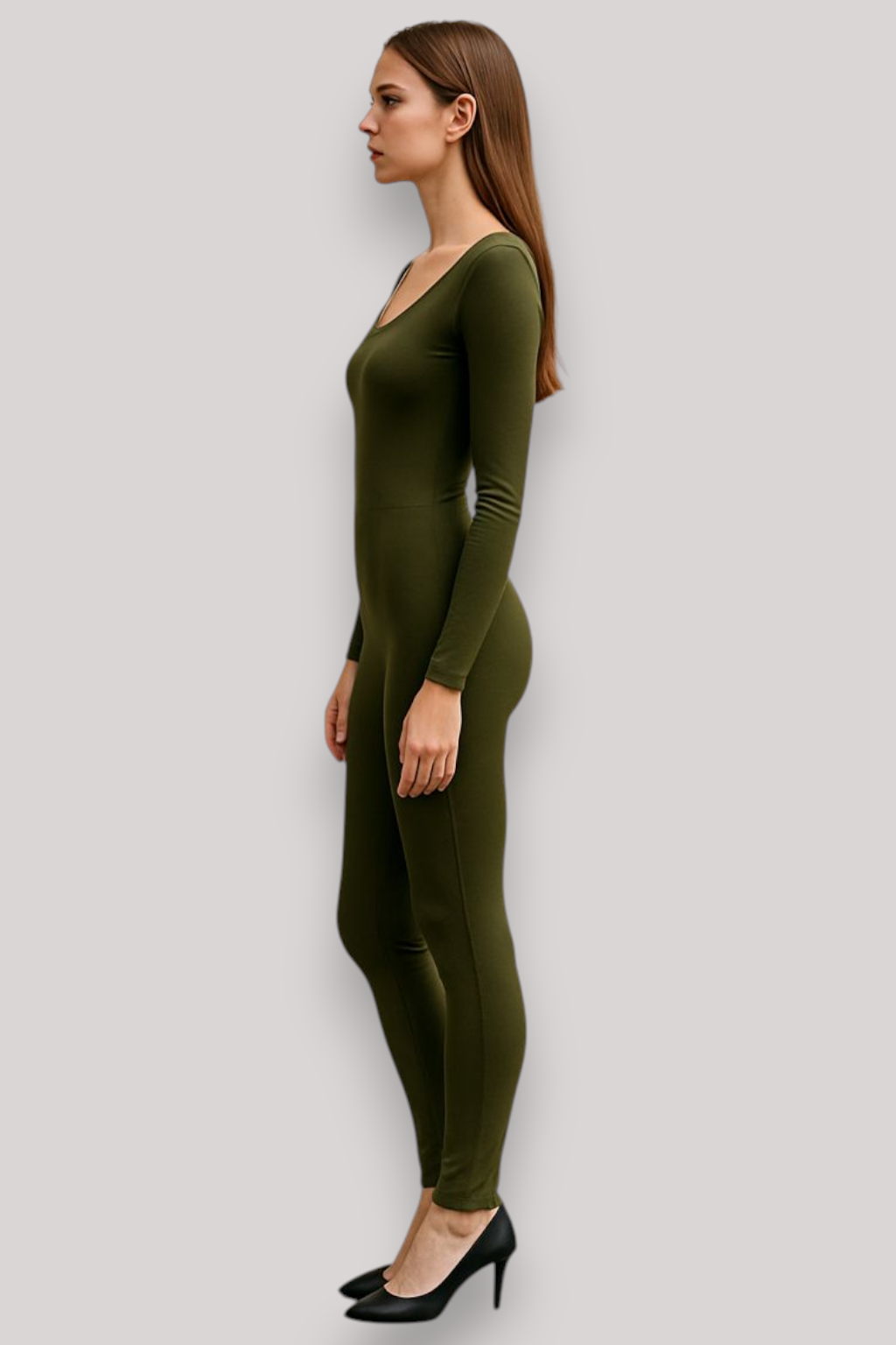 The Mirella Long Sleeve Fitted Jumpsuit Casual Stretch One Piece Outfit