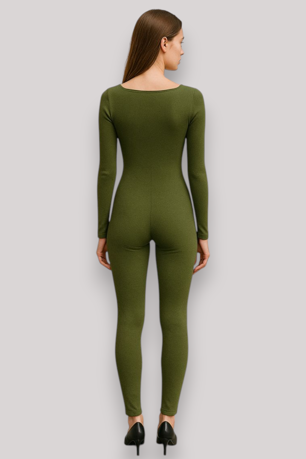 The Mirella Long Sleeve Fitted Jumpsuit Casual Stretch One Piece Outfit
