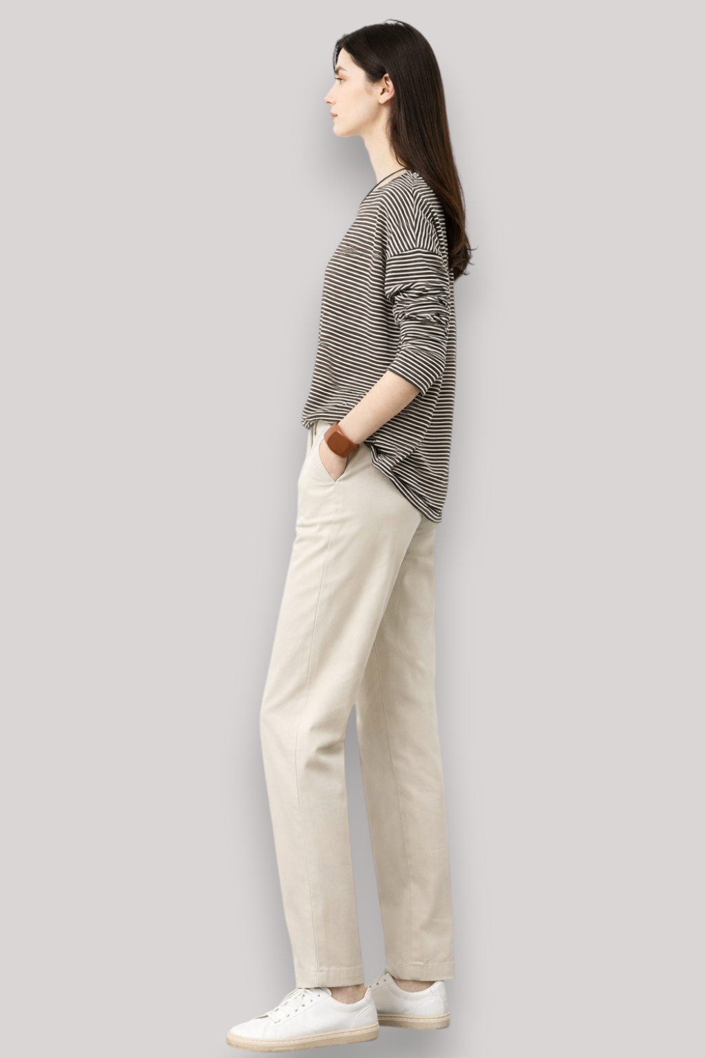 The Mirelle Women's Linen T Shirt Striped Lightweight Top