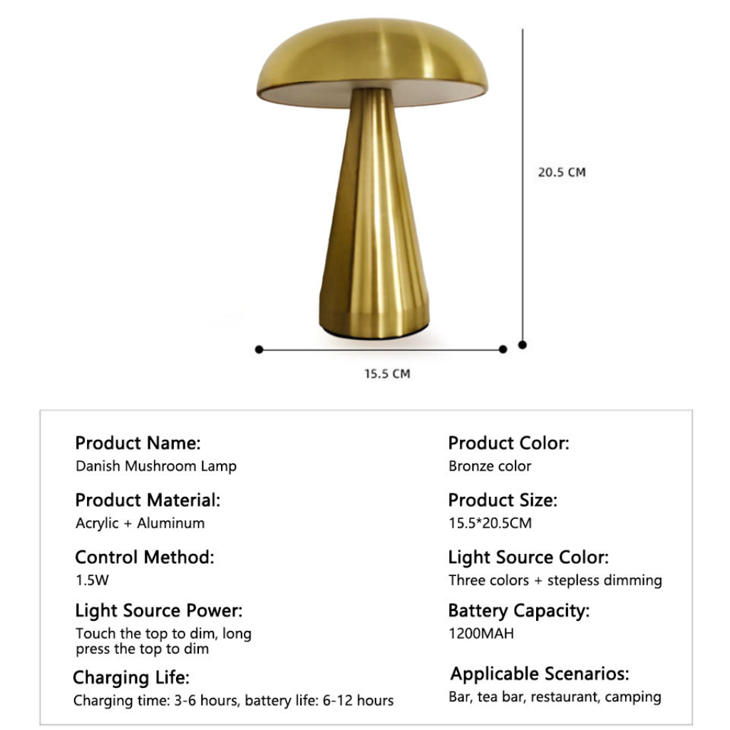 The Mirelle Retro Mushroom LED Table Lamp
