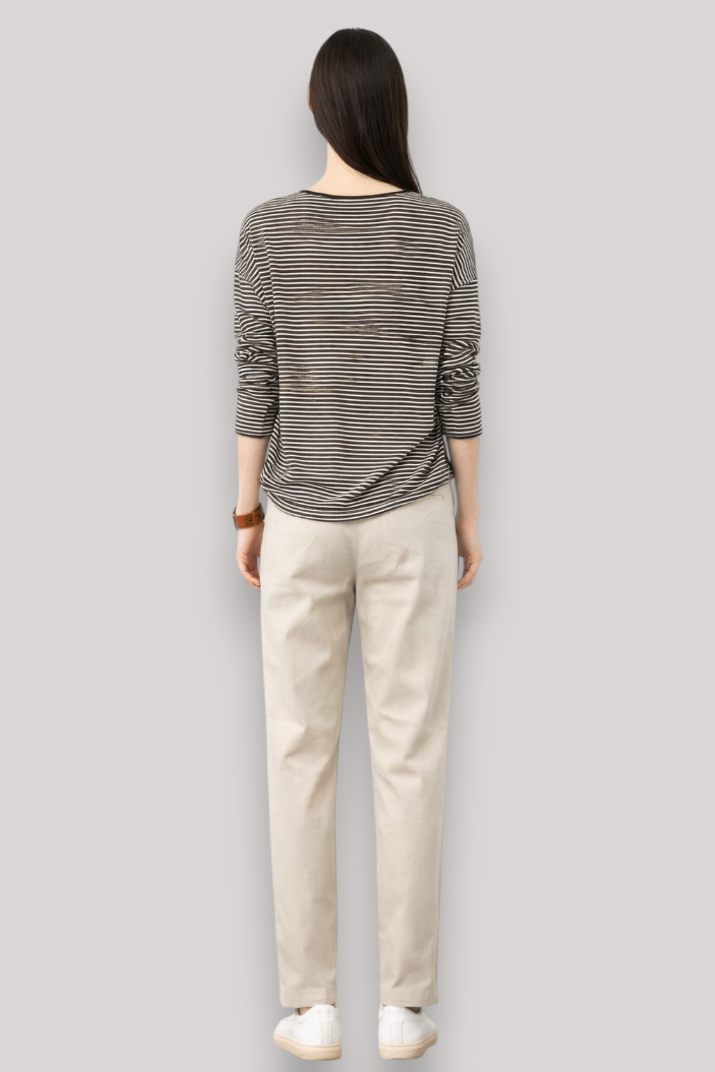 The Mirelle Women's Linen T Shirt Striped Lightweight Top