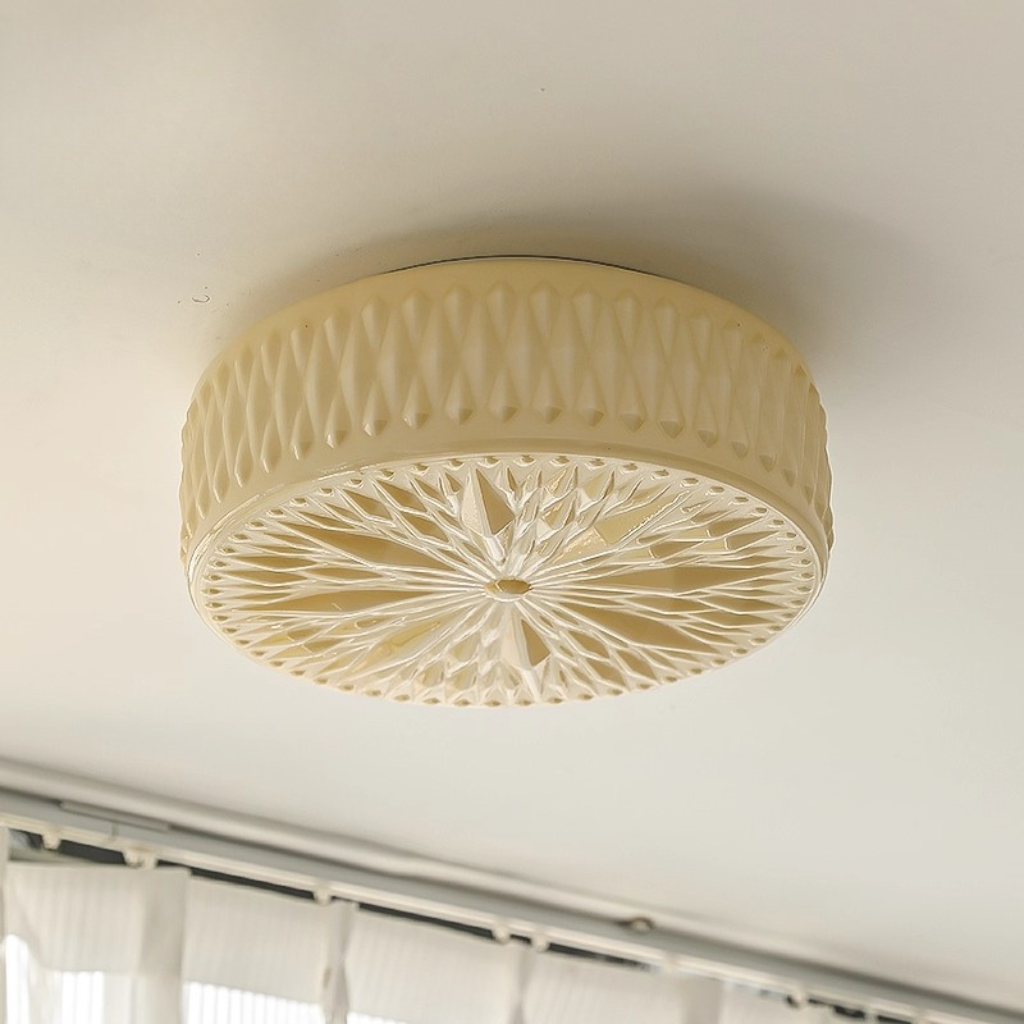 The Montelle French Retro Carved Glass Ceiling Light