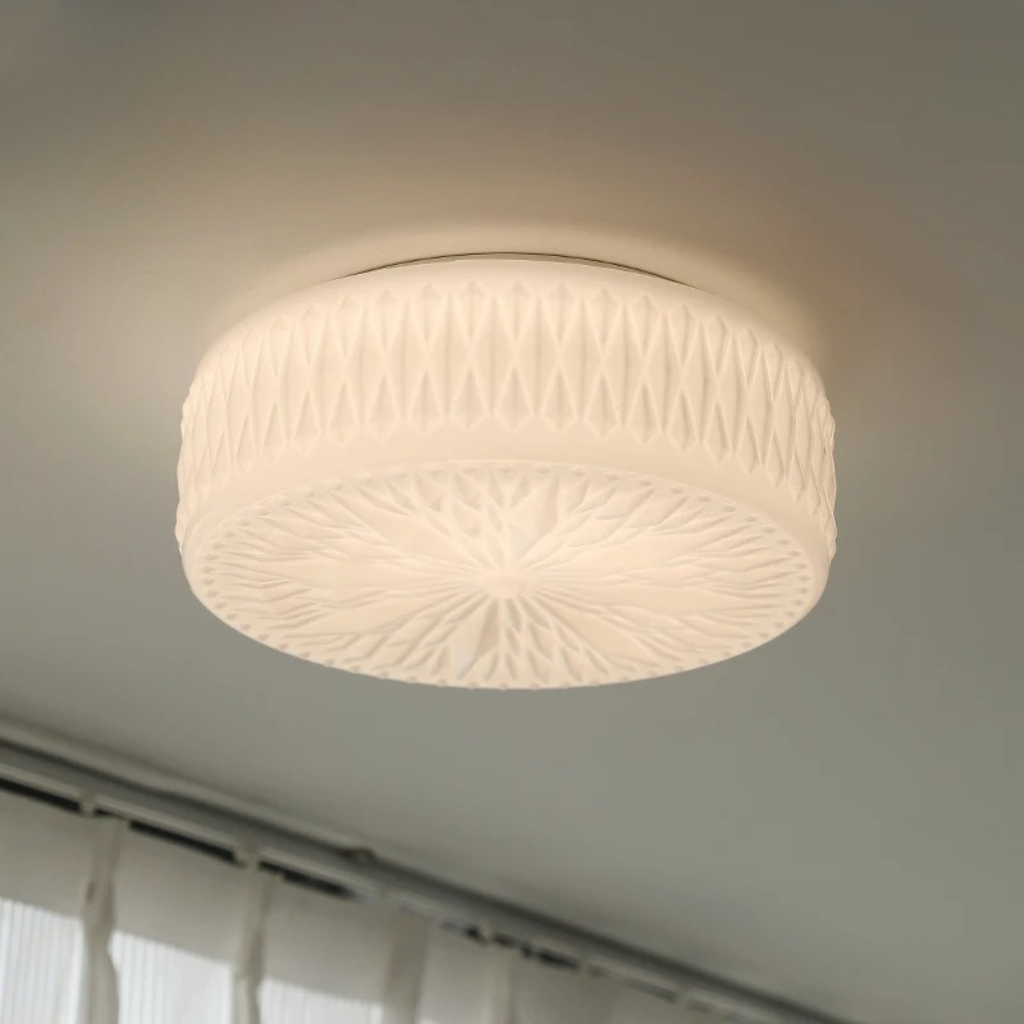 The Montelle French Retro Carved Glass Ceiling Light