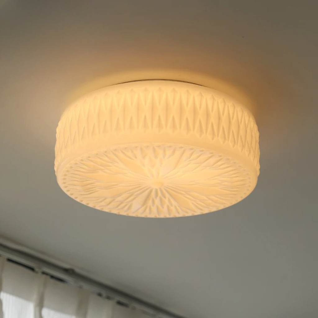 The Montelle French Retro Carved Glass Ceiling Light