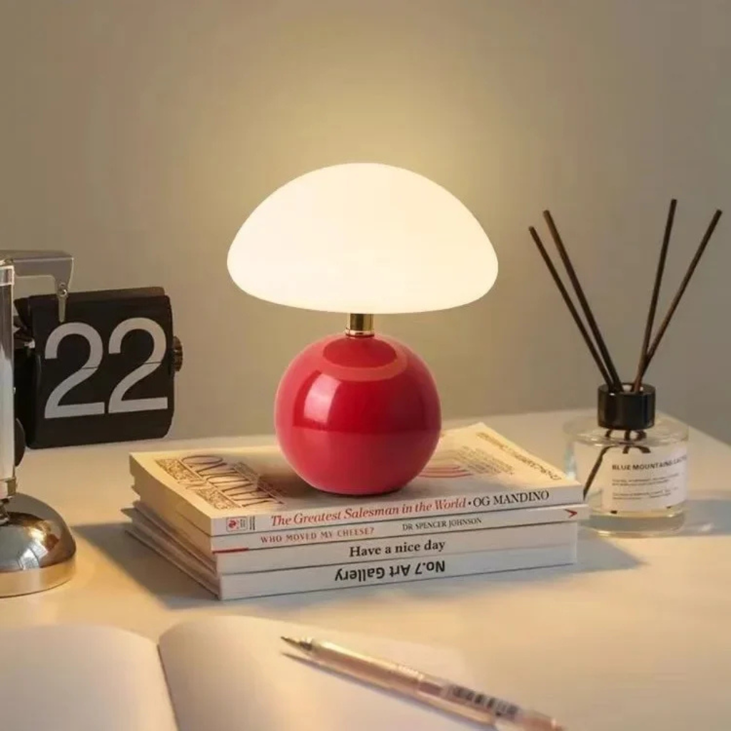 The Mushora LED Rechargable Mushroom Table Lamp