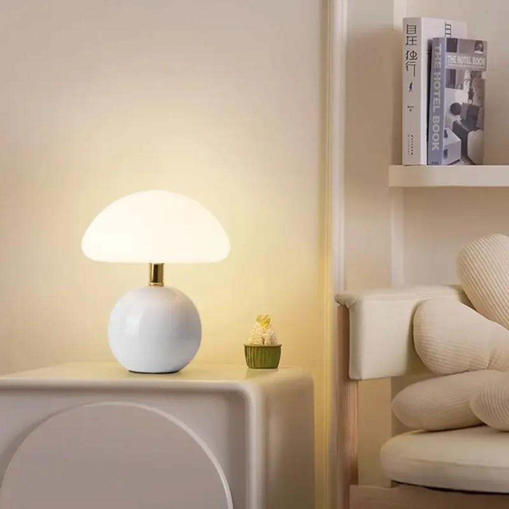 The Mushora LED Rechargable Mushroom Table Lamp