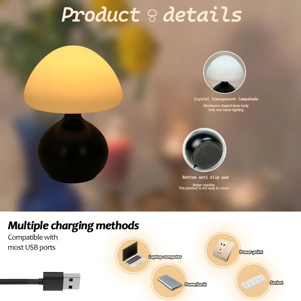 The Mushora Mushroom Tri Colour Table Lamp