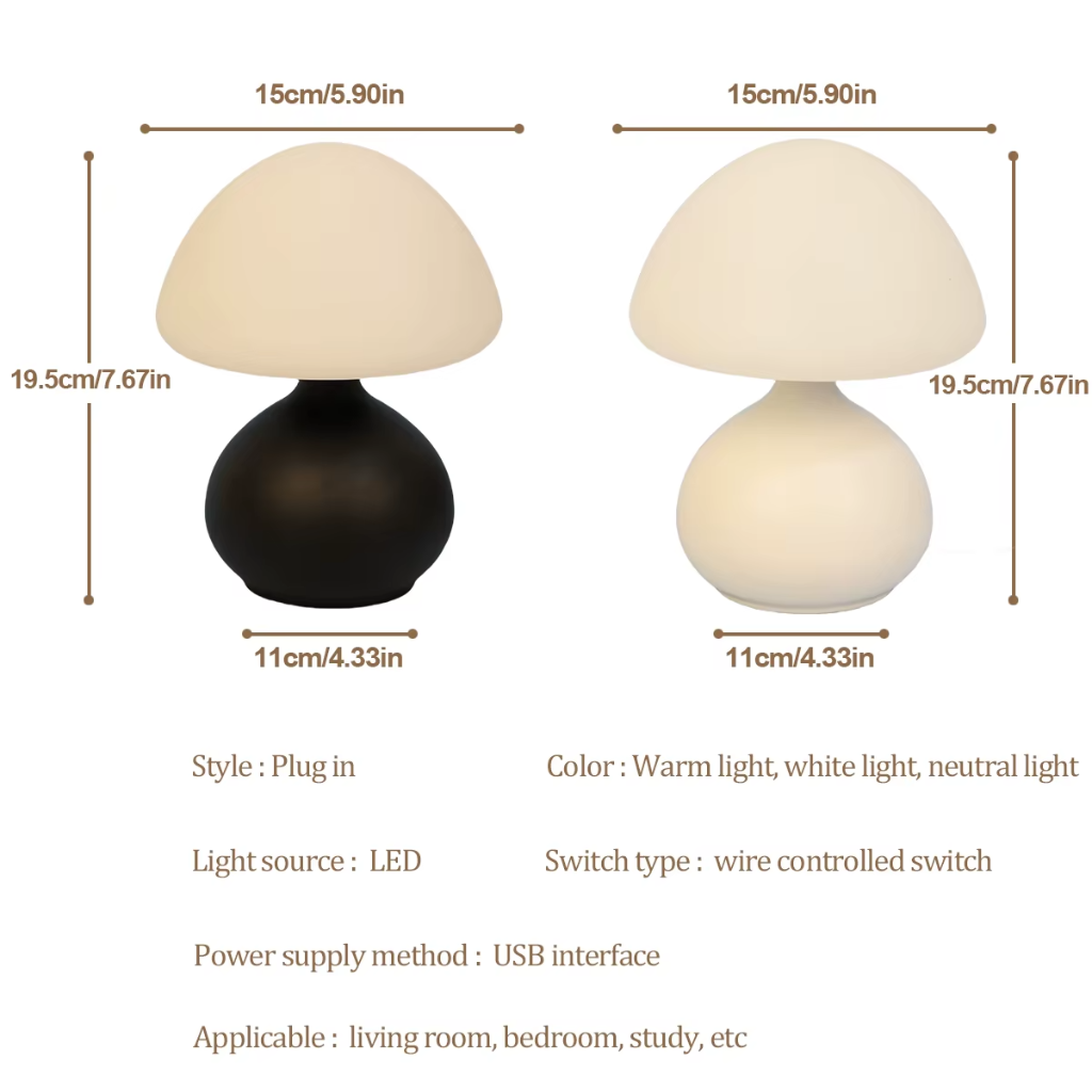The Mushora Mushroom Tri Colour Table Lamp
