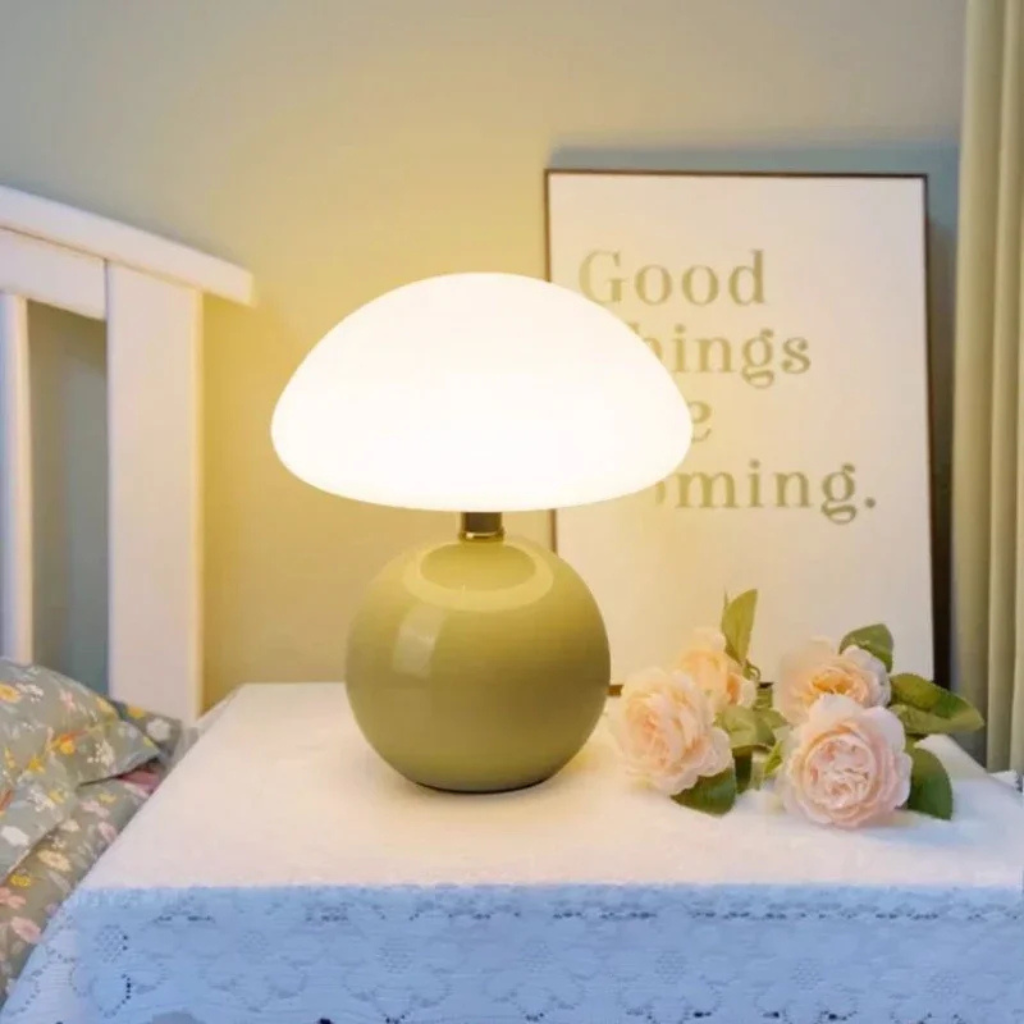The Mushora LED Rechargable Mushroom Table Lamp