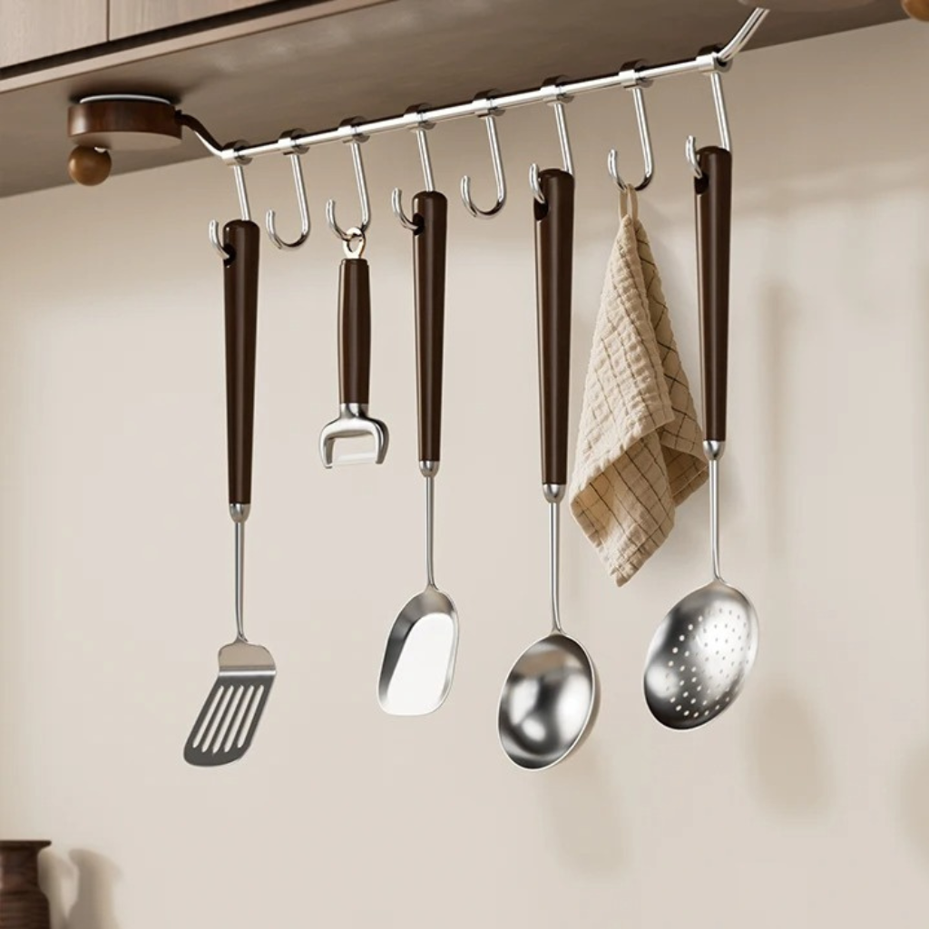 The Nutvora Walnut Kitchen Utensil Rail
