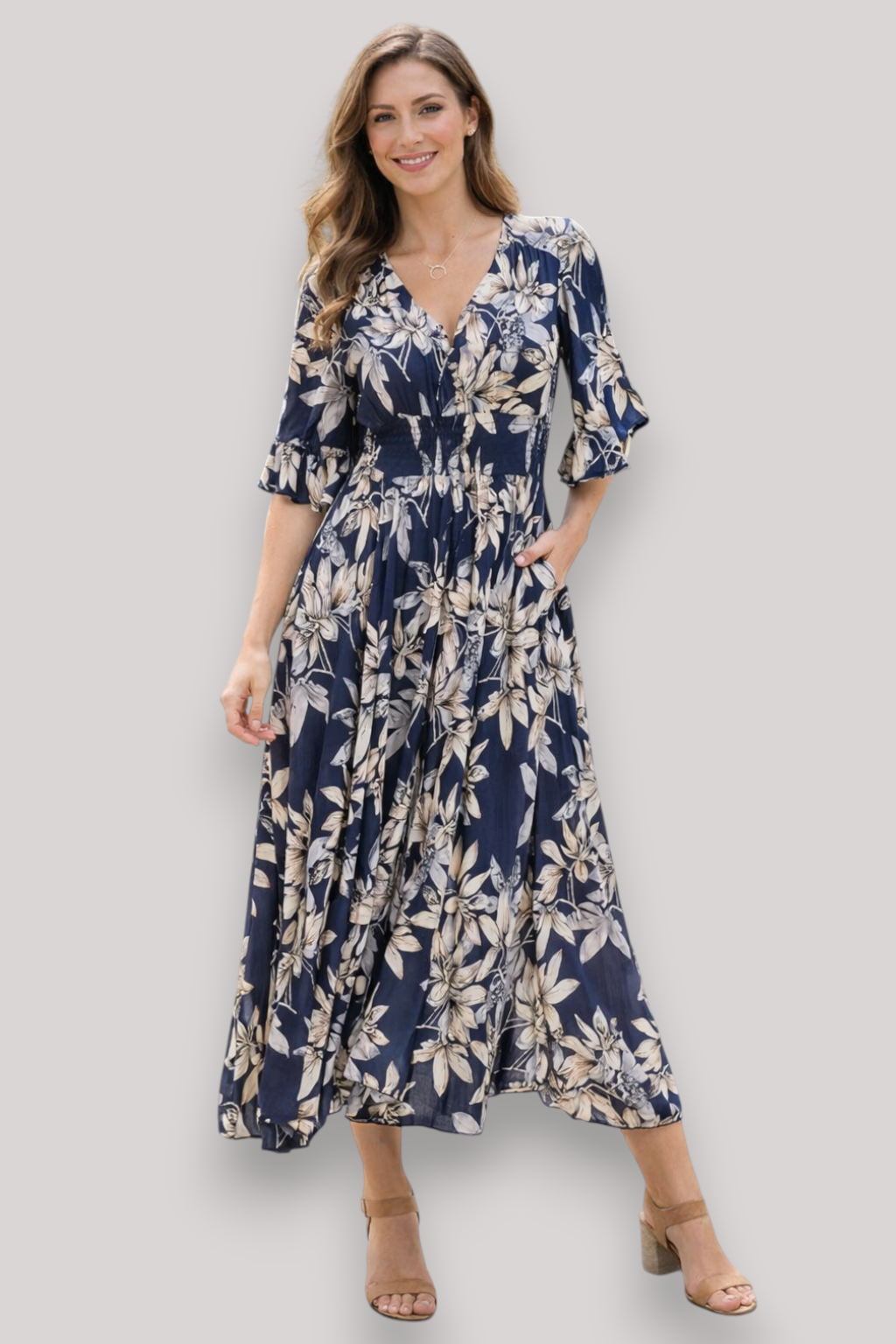 The Octavia Wrap Maxi Dress V Neck Floral Boho Summer Style