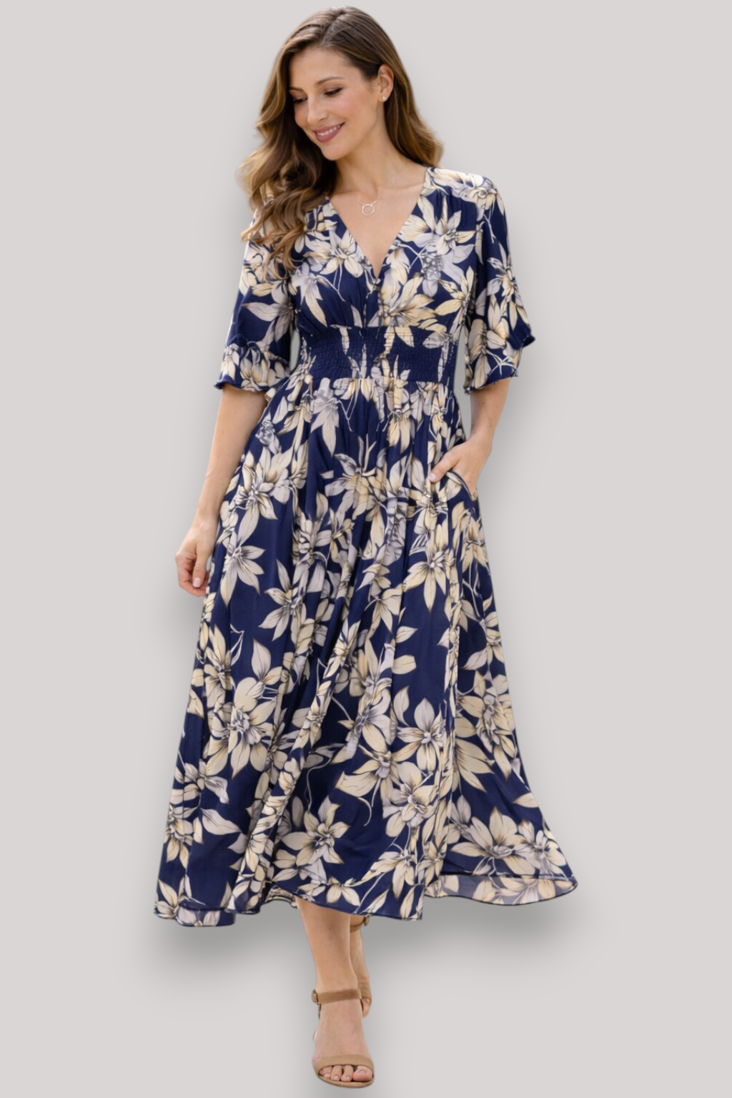 The Octavia Wrap Maxi Dress V Neck Floral Boho Summer Style