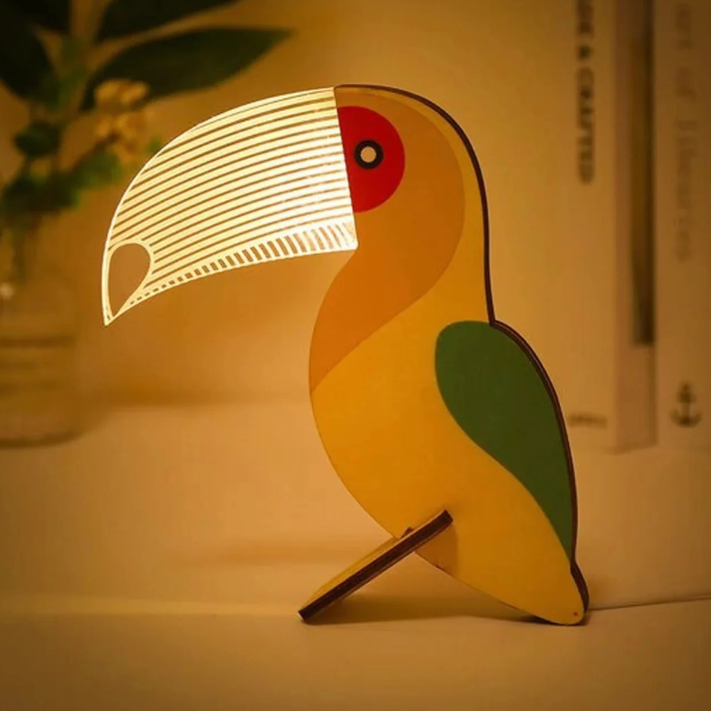 The Owlume LED Wooden Acrylic Peacock Lamp