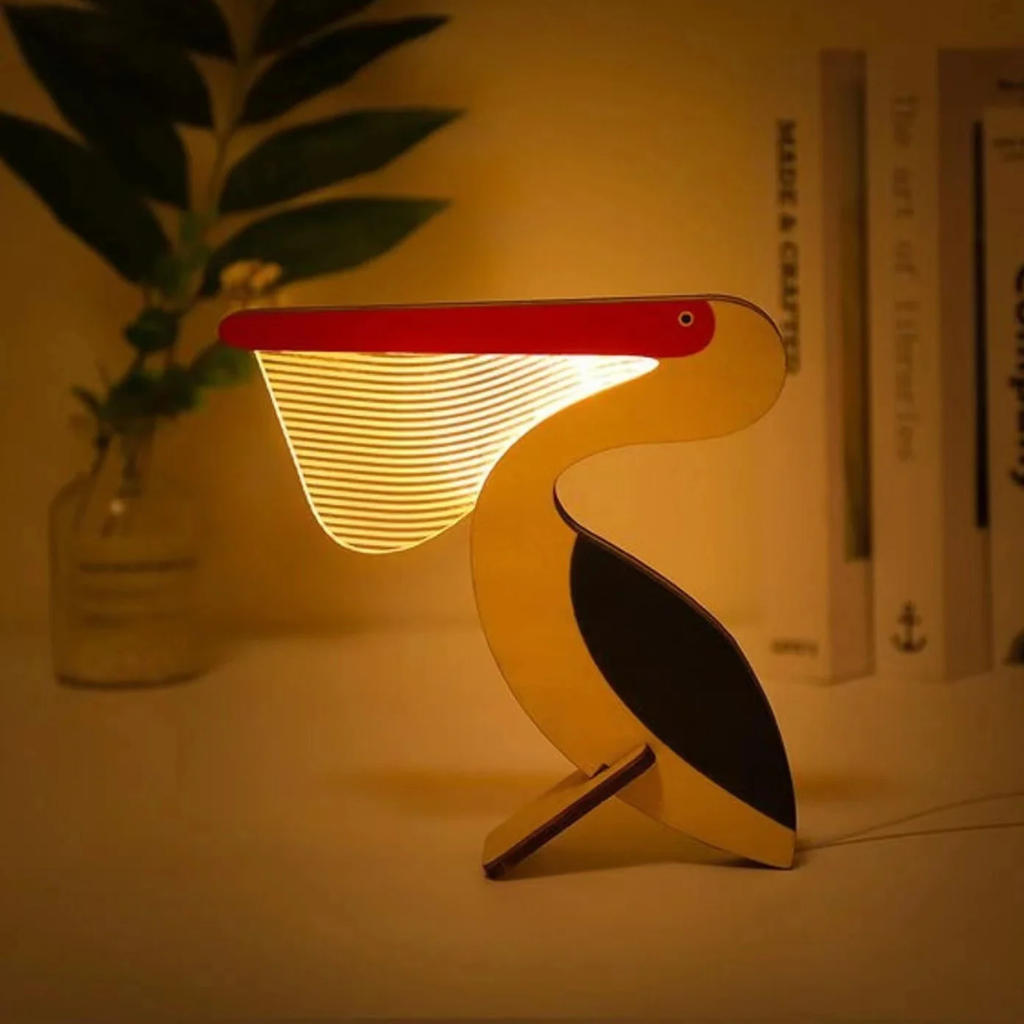 The Owlume LED Wooden Acrylic Peacock Lamp