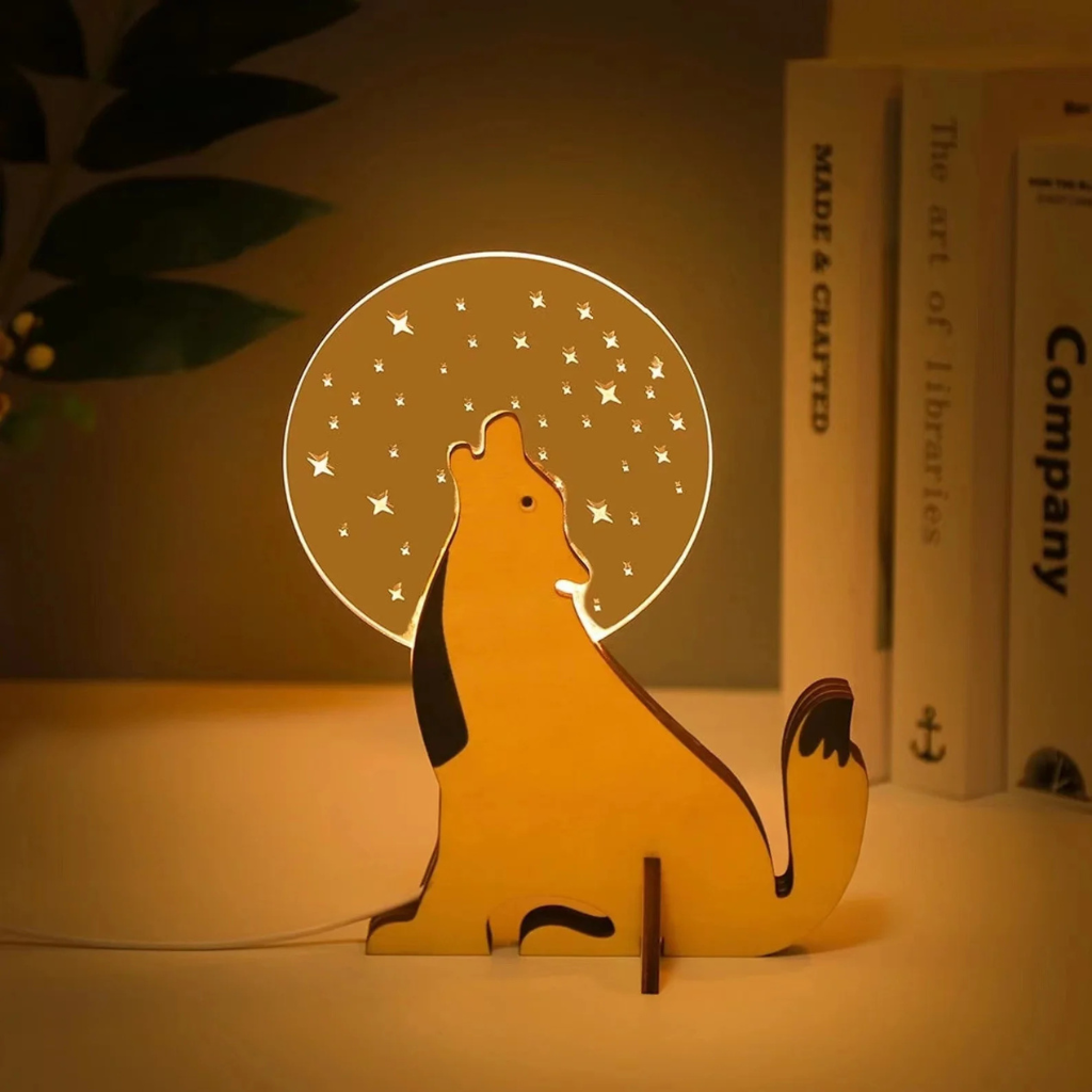 The Owlume LED Wooden Acrylic Peacock Lamp