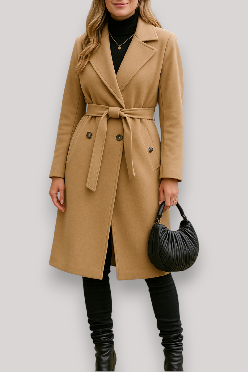 The Penrose Double Breasted Trench Coat Long Lapel Belted Winter Jacket