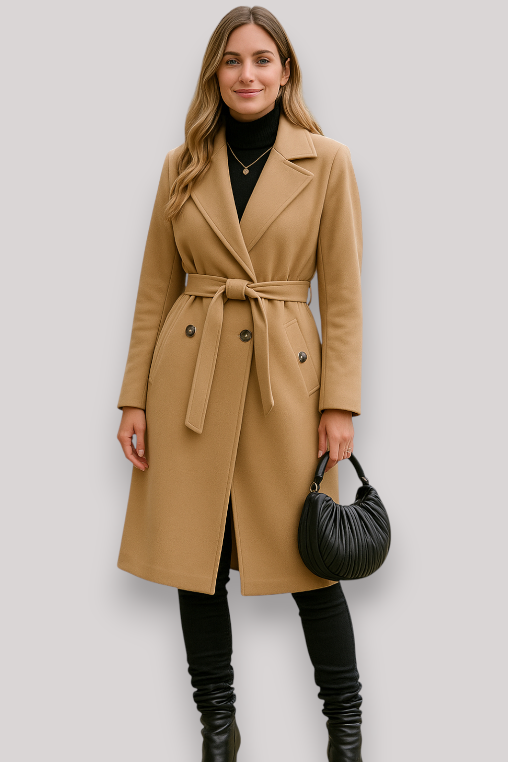 The Penrose Double Breasted Trench Coat Long Lapel Belted Winter Jacket