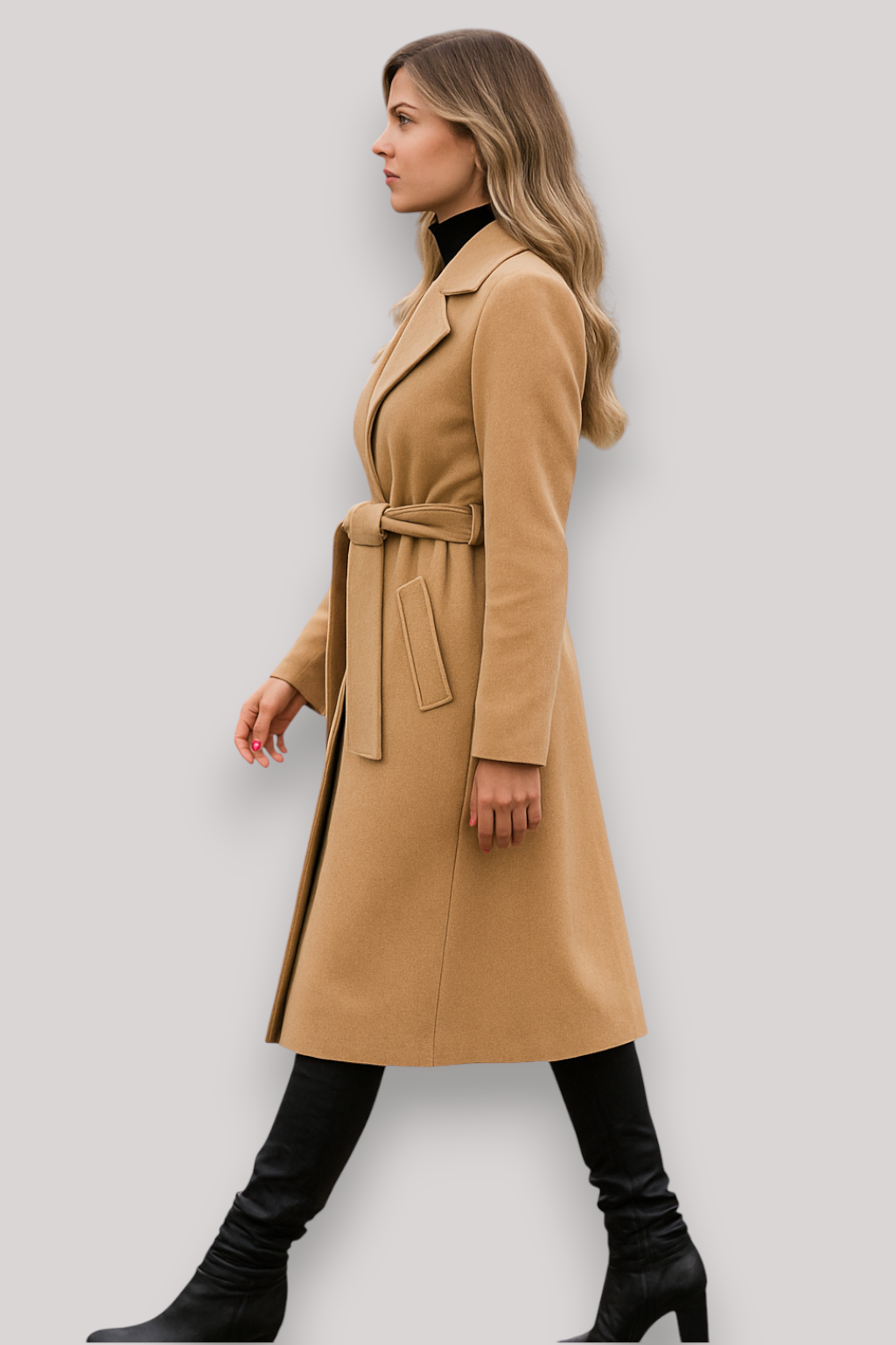 The Penrose Double Breasted Trench Coat Long Lapel Belted Winter Jacket