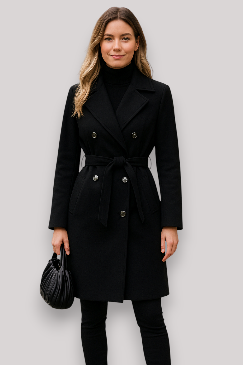 The Penrose Double Breasted Trench Coat Long Lapel Belted Winter Jacket