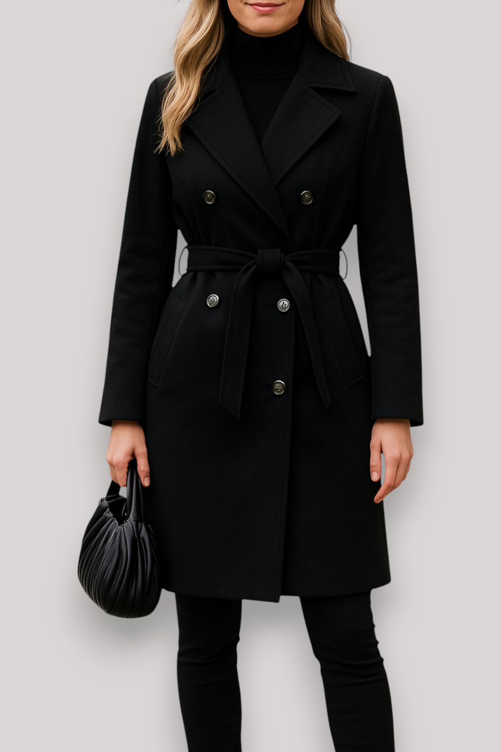 The Penrose Double Breasted Trench Coat Long Lapel Belted Winter Jacket