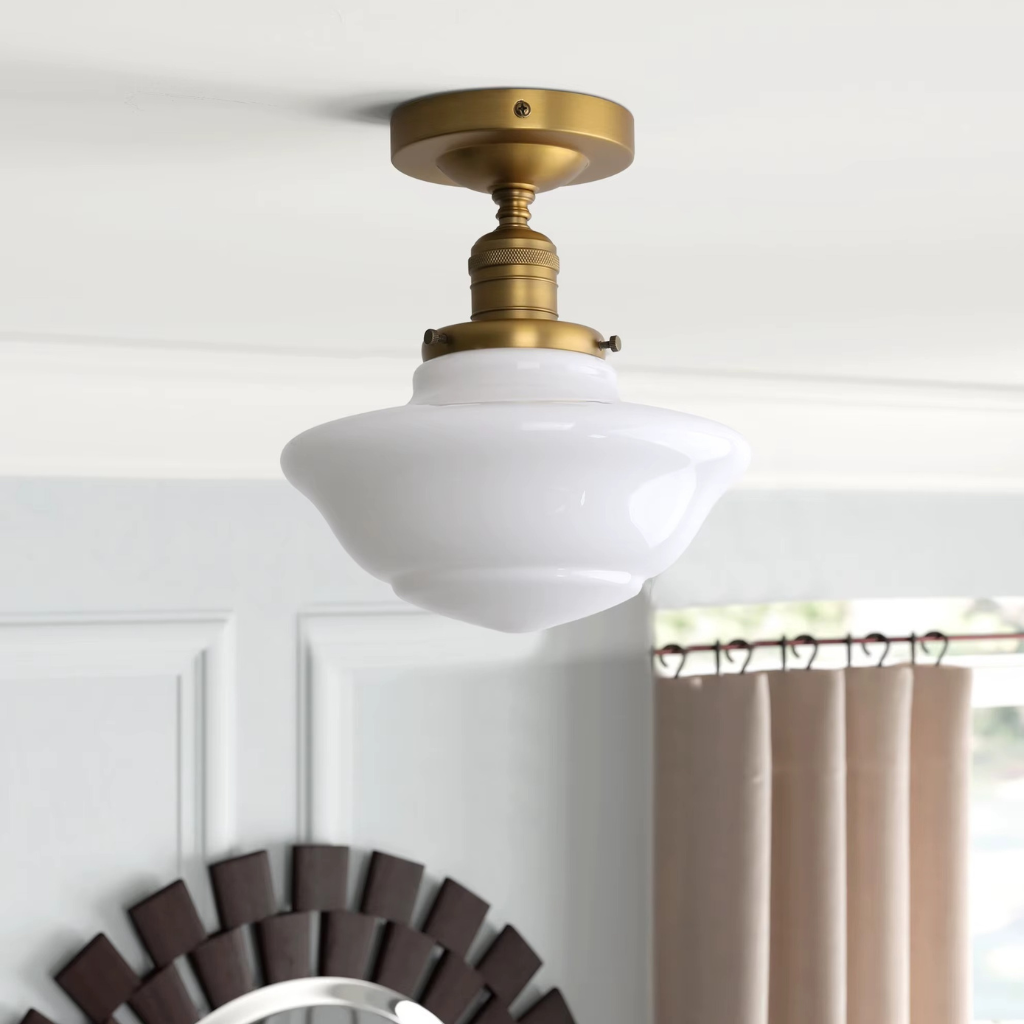 The Permix Vintage Styled Milk Glass Ceiling Light