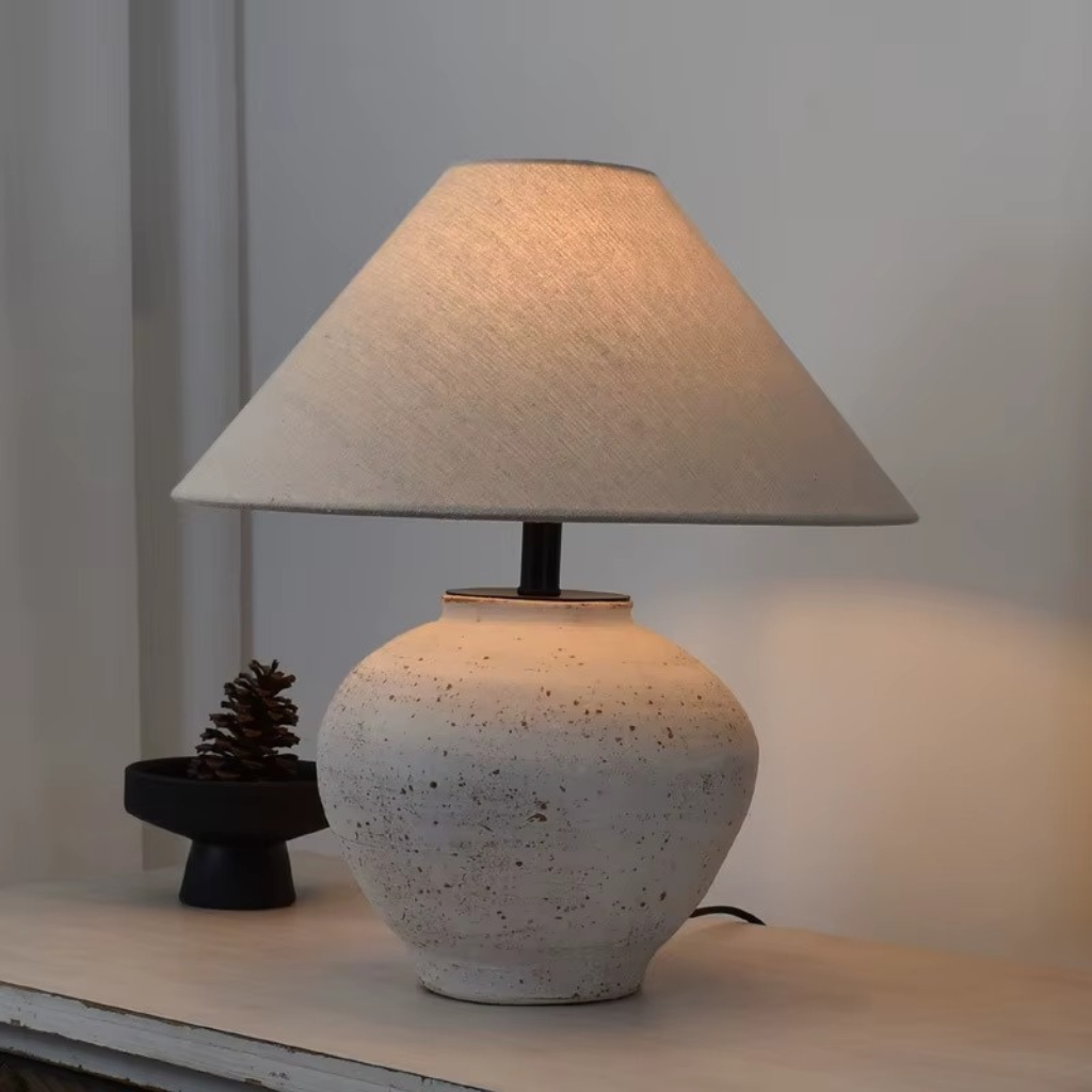 The Potterra Ceramic Pot Style Bedside Table Lamp