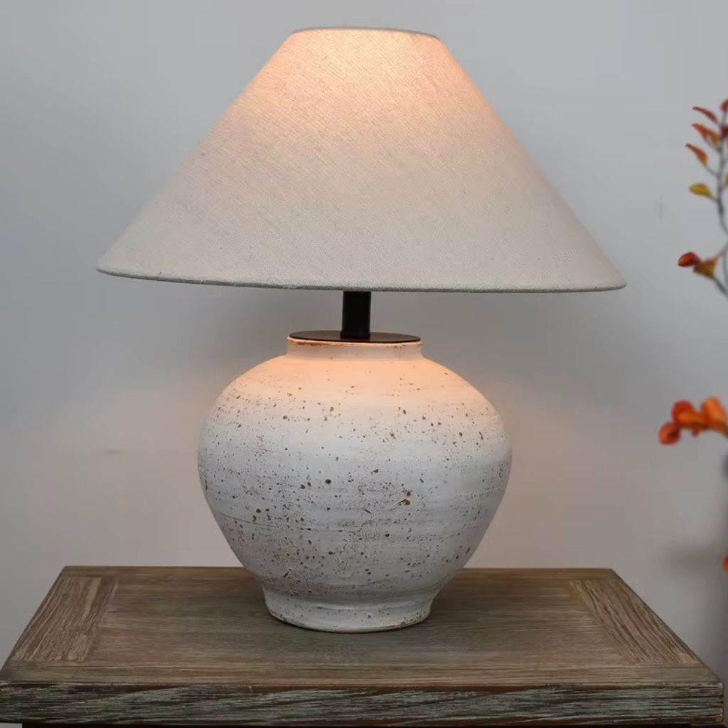 The Potterra Ceramic Pot Style Bedside Table Lamp
