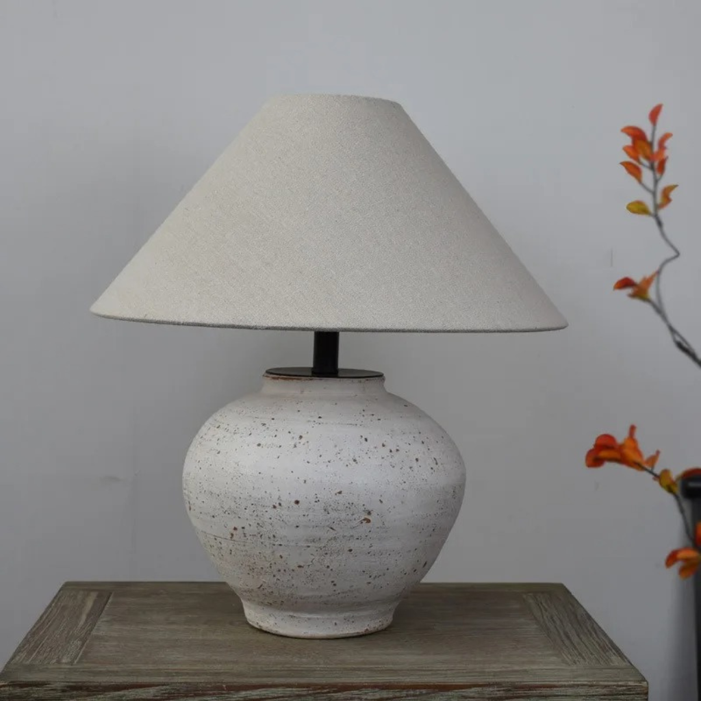 The Potterra Ceramic Pot Style Bedside Table Lamp