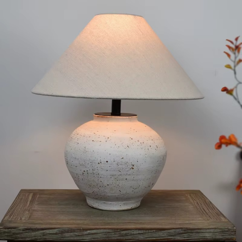 The Potterra Ceramic Pot Style Bedside Table Lamp