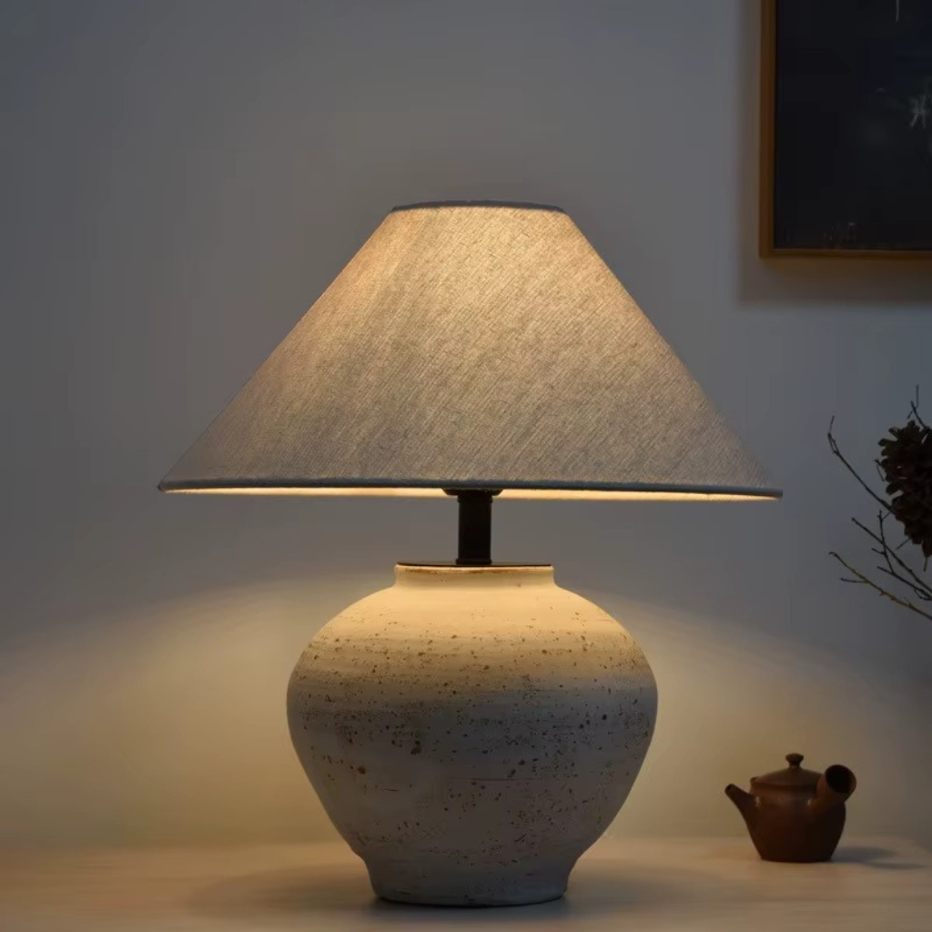 The Potterra Ceramic Pot Style Bedside Table Lamp
