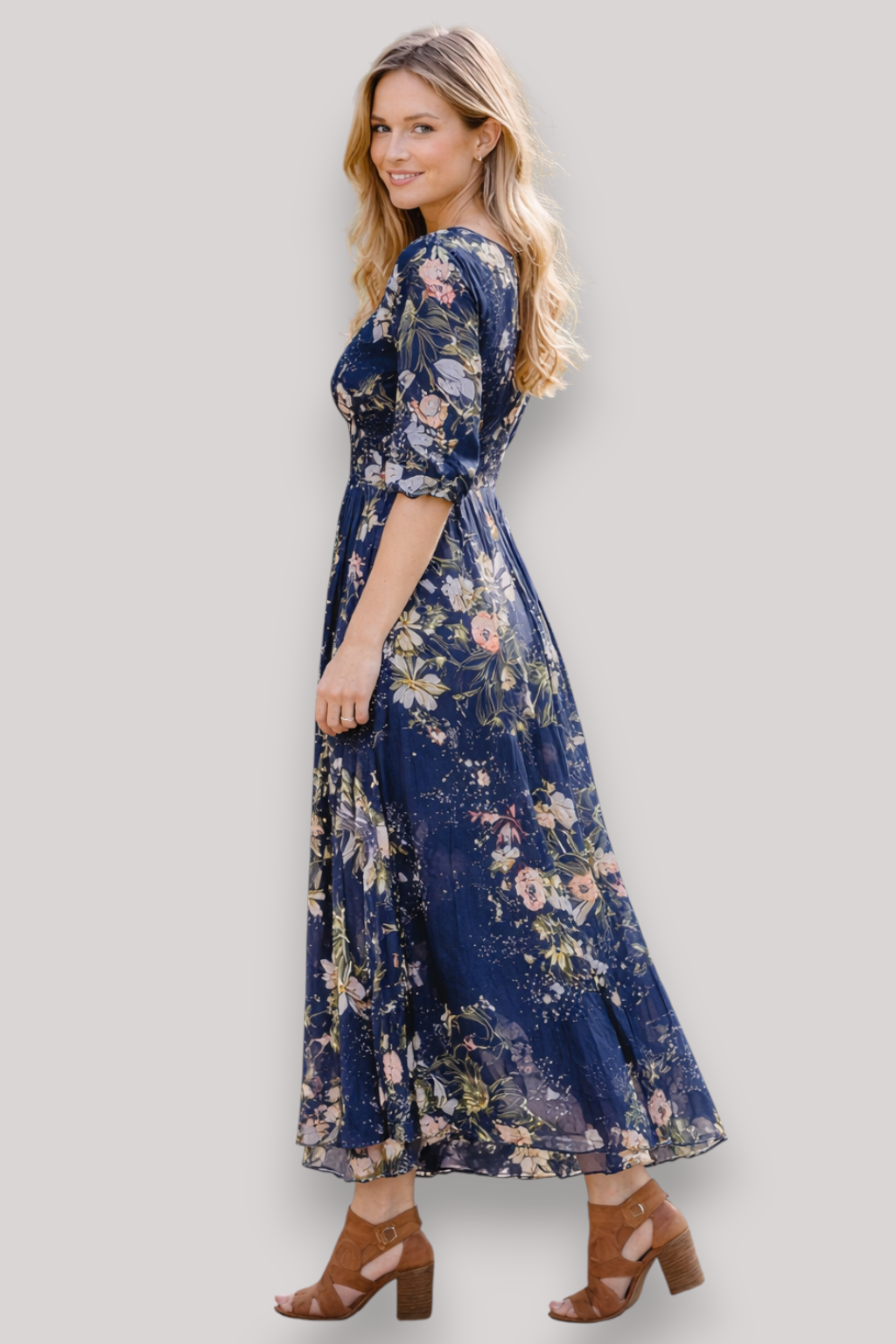 The Priscilla Swing Maxi Dress Floral Mid Waist Boho