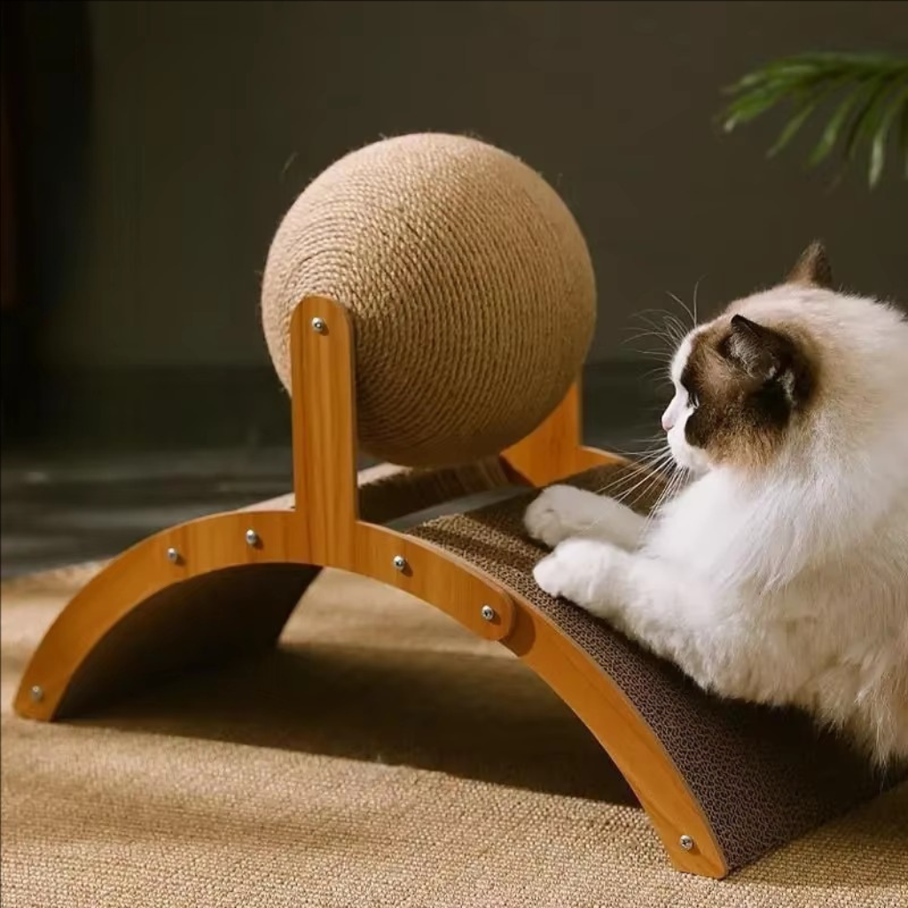 The Purrwood Wooden Cat Scratching Ball