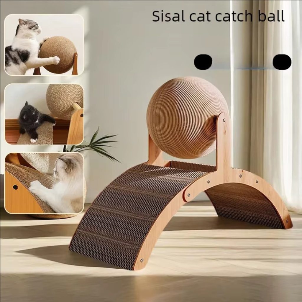 The Purrwood Wooden Cat Scratching Ball
