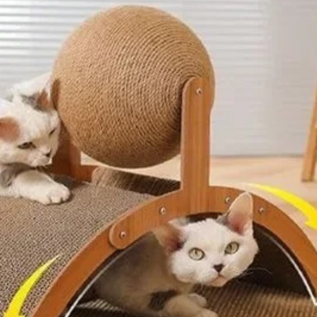 The Purrwood Wooden Cat Scratching Ball